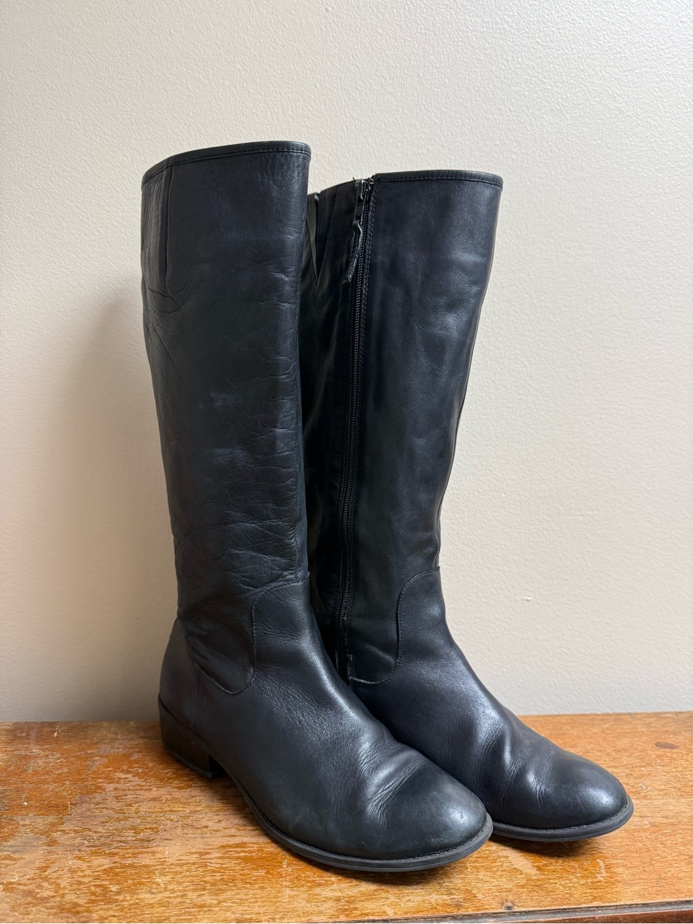 Ralph Lauren Marion Black Leather Knee High Riding Boots Size 8.5B